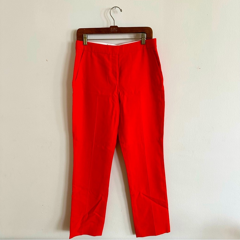 Diane Von Furstenberg, Size 4, red linen crop trouser